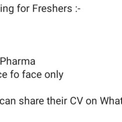 Packing Department (Fresher) – Acme Generics (Baddi) – B.Sc / B.Pharma – Face-to-Face Interview Only