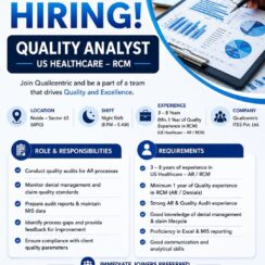 Quality Analyst (US Healthcare RCM, AR/Denials) – Qualicentric (Noida, Sector 63, WFO) – 3–8 Years Exp (Min 1 Year Quality Exp) – Night Shift (8 PM – 5 AM) – Immediate Joiners