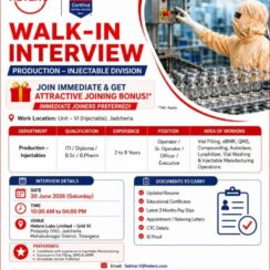Hetero Walk-In 20th June 2026 | Injectable Production | Operator to Executive | 2-8 Years | Joining Bonus