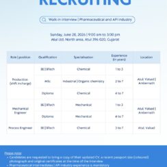 Atul Ltd Walk-In Interview 28 June 2026 | Production, Mechanical, Process Engineering | Chemical Engineer Jobs | Atul Valsad, Ambernath