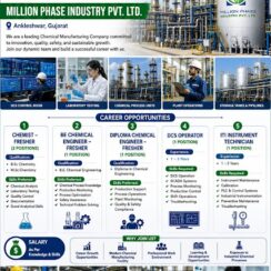 Million Phase Industry Hiring For Chemist, Chemical Engineer, DCS Operator & ITI Technician Positions