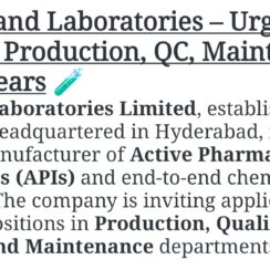Neuland Laboratories Hiring 2026 | Production, QC & Maintenance Jobs | Hyderabad