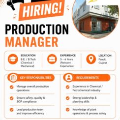 Shree Ganesh Chemicals Hiring For Production Manager Jobs in Panoli Gujarat