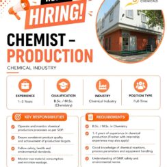 Shree Ganesh Chemicals Recruitment 2026 Production Biotechnology Manager and Chemist Jobs