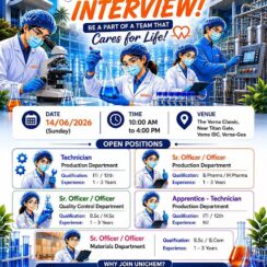 Unichem Laboratories Walk-In | 14 June 2026 | Production QC Materials | Goa | 1-3 Years + Freshers
