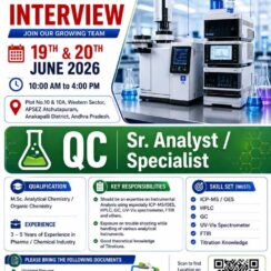 Vasant Chemicals Walk-In Interview | Sr. Analyst Specialist QC | 19th & 21st June 2026 | M.Sc Analytical Chemistry | 3-5 Years
