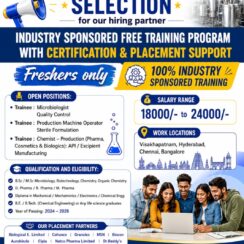 LSSSDC Mega Hiring 2026 | Life Sciences Freshers | Free Training + Placement | QC, Production | ₹18K-24K | Vizag, Hyderabad, Chennai, Bangalore