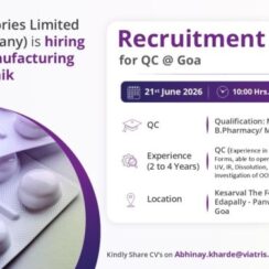 Mylan Laboratories Walk-In 21 June 2026 | Quality Control QC OSD | 2-4 Years | M.Sc, B.Pharm, M.Pharm | Nashik Facility