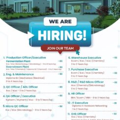 Production, Engineering, QC, QA, Warehouse, Purchase, R&D, HR, IT, EHS – Endoc Biotech (Rajkot, Gujarat) – 0–5 Years Exp – B.Sc / M.Sc / B.Pharm / M.Pharm / Diploma / B.E / B.Com / MBA