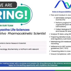 In Vivo PK Scientist Hyderabad | WinNonlin | PhD M.Pharm | Aryastha Life Sciences