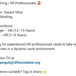 HR Manager & Sr. Manager Jobs Delhi | 5 Days Working | Vasant Vihar
