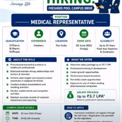 Mankind Pharma Freshers Campus Drive Pune | Medical Representative | D.Pharm B.Pharm M.Pharm