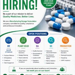 Vivimed Labs Hiring | Plant Head QA QC Production HR | Formulation Manufacturing