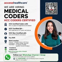 HCC Medical Coder (Certified & Non-Certified) – Access Healthcare (Chennai, Coimbatore, Hyderabad) – Day Shift – WFH after 6 Months – Min 0.9+ to 2+ Years Exp