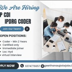 IP DRG Coder Job Hyderabad | Certified | 2+ Years | Virtual Interview