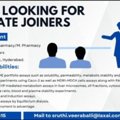 DMPK Scientist Job Hyderabad | ADME Assays | B.Pharm M.Pharm | Laxai | 6-8 Years