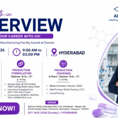 Alkem Laboratories Walk-in Interview in Hyderabad for Formulation Facility on August 02, 2026