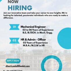 Bodal Chemicals Mechanical Engineer & HR Admin Officer Jobs | Bharuch | Unit-V Saykha GIDC