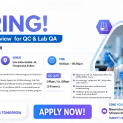 Ipca Laboratories Walk-in Interview for QC and Lab QA Roles in Indore on 02nd August 2026