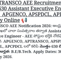 APTRANSCO AEE Recruitment 2026 | 630 Posts | APGENCO APSPDCL APEPDCL APCPDCL | Apply Online