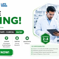Wockhardt Hiring Research Associate – Clinical QA/QC in Chhatrapati Sambhapinagar