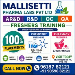 Mallisetti Pharma Labs Training & Placement | QC / QA / R&D / AR&D | Pharmacy & Chemistry Graduate Freshers | Hyderabad