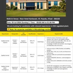 Amneal Pharmaceuticals Walk-In Interview | QC OSD Jobs | Rajoda & Matoda Plants | 5th July 2026