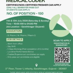 Advantmed Walk-In Gandhinagar | Medical Coder Fresher Certified | B.Pharm M.Pharm | 150 Openings