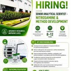 Wockhardt Hiring | Senior Analytical Scientist Nitrosamine | M.Sc M.Pharm | 8-12 Years Wockhardt Hiring | Senior Analytical Scientist Nitrosamine | M.Sc M.Pharm | 8-12 Years