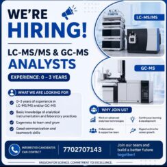 LC-MS/MS & GC-MS Analyst Job | 0-3 Years | Freshers Welcome | Analytical Lab