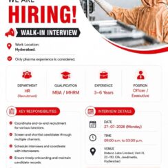 Hetero Walk-In Hyderabad | HR Recruitment Officer | MBA MHRM | 3-6 Years