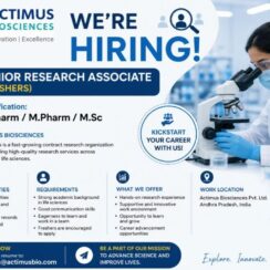 Actimus Biosciences Hiring | Junior Research Associate | B.Pharm M.Pharm M.Sc Freshers