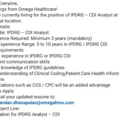 Omega Healthcare Hiring Chennai | IPDRG CDI Analyst | 5-10 Years | CCS CPC Preferred