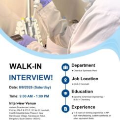 Anthem Biosciences Walk-In Bangalore | Chemical Synthesis Plant | Diploma B.Sc | 1-3 Years Anthem Biosciences Walk-In Bangalore | Chemical Synthesis Plant | Diploma B.Sc | 1-3 Years