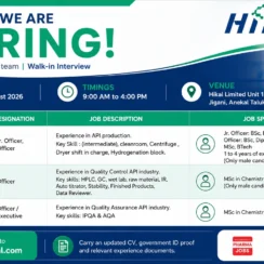 Hikal Walk-in Interview in Bangalore | API Production, QC & QA Jobs 2026