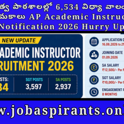 AP Academic Instructor Recruitment 2026 | 6534 Posts | Salary 12500 | No Exam | Apply Offline