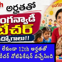 రాత పరీక్ష లేకుండా 12th అర్హతతో అంగన్వాడీ టీచర్ నోటిఫికేషన్ వచ్చేసింది