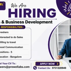 Prewel Labs Hiring 2026: Sales & Business Development Fresher Jobs in Bangalore – 5 Positions