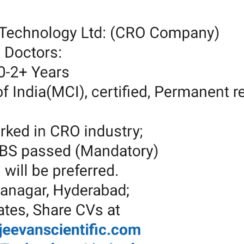 Jeevan Scientific Technology Ltd Hiring 2026 | MBBS Doctors | CRO | Hyderabad | 0-2 Years