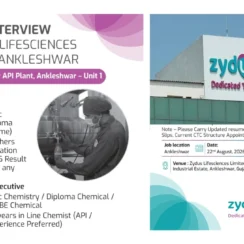 Zydus Lifesciences Walk-in Interview for Trainee Officer and Executive/Sr Executive Roles – Production [Freshers]