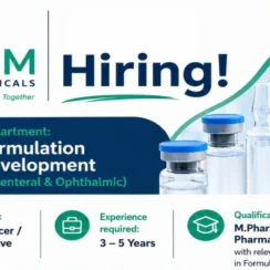 APDM Pharma Hiring Formulation Development Sr. Officer / Executive