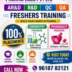Freshers Training & Placement Opportunity for Pharmacy & Chemistry Graduates at Mallisetti Pharma Labs, Hyderabad
