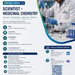 Aurigene Virtual Drive Hyderabad Bengaluru | Scientist Medicinal Chemistry | M.Sc Ph.D | 1-14 Years