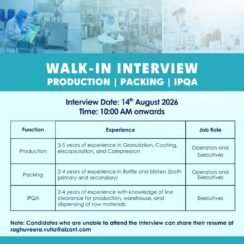 Aizant Walk-In Hyderabad | Production Packing IPQA | Granulation Coating Compression | 2-5 Years