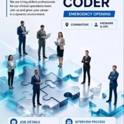 Trainee Medical Coder Jobs in Coimbatore | Freshers & CPC | Day Shift Rs 14000 | Emergency Opening | Walk-In Interview