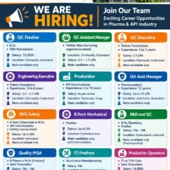 Freshers & Experienced Multiple Openings in QC / QA / Production / R&D / Engineering / EHS / ITI & B.Tech Freshers at Wellfit Enterprises, Hyderabad