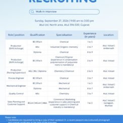 Atul Limited walk-In Interview for Production, Engineering, Quality Control and Sales Planning Departments at Valsad, Ambernath and Goregaon, Mumbai. Candidates Locations
