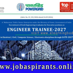 POWERGRID Engineer Trainee 2027 Notification GATE 2027 Electrical Civil Computer Electronics Permanent Jobs Last Date Oct 27