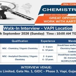 Aarti Industries walk-in interview for Research Officer – Synthesis and Analytical Positions in Vapi.