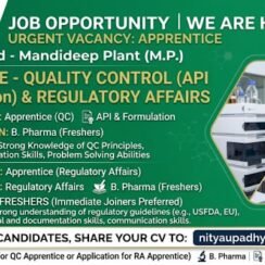 Lupin Limited Hiring Apprentice for Quality Control & Regulatory Affairs Departments